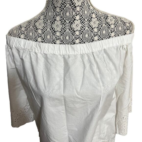 Johnny Was 4 Love & Liberty White Embroidered Off the Shoulder Blouse Size Large - Picture 2 of 9